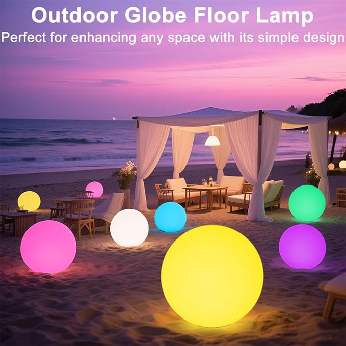 20-in LED Glowing Ball Light, Large Rechargeable LED Globe Orb Light w/Remote - Image 5