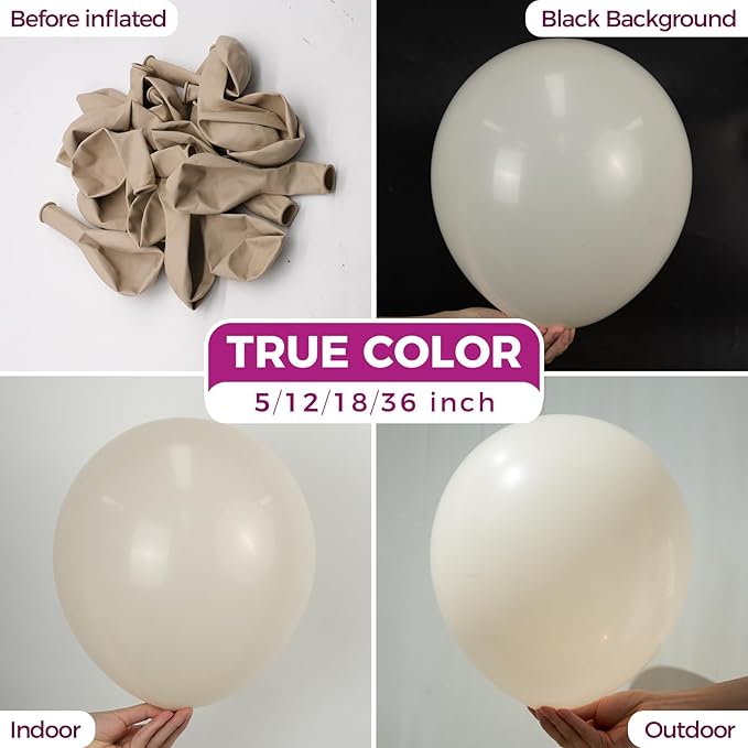 Bezente White Sand Latex Party Balloons - Image 2