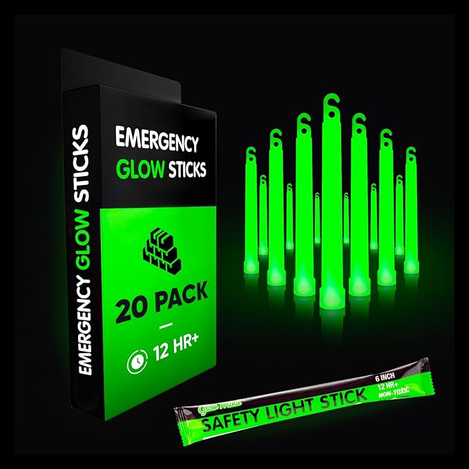 Emergency Glow Sticks with 12 Hours Duration, Individually Wrapped Industrial by GlowMind