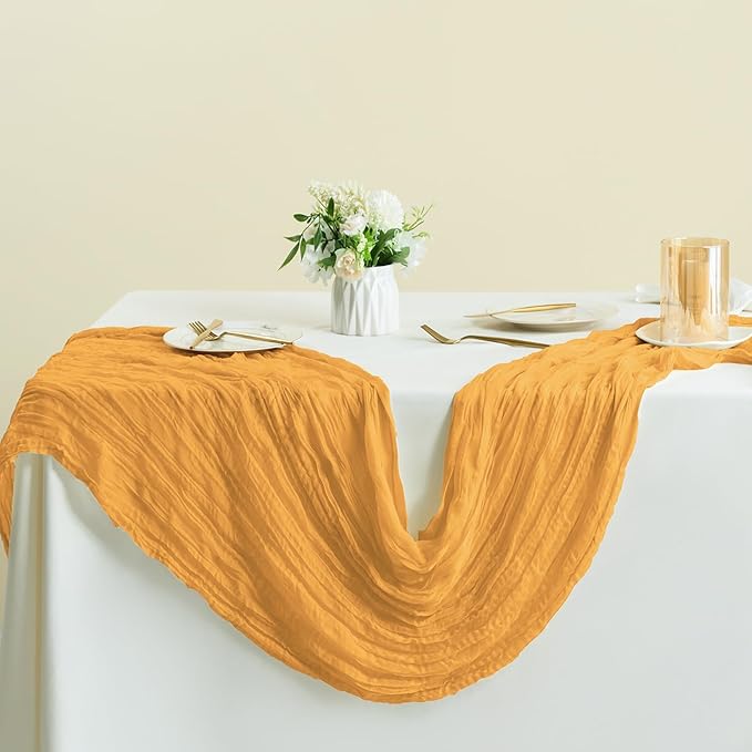 Sioloc Yellow Cheesecloth Table Runner Fall Autumn Decor - Image 5