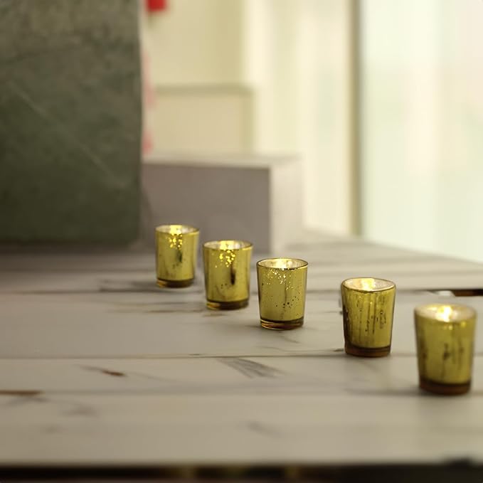 WGV Gold Speckled Tea Light Votive Candle Holder 2.2x2.75, Small Tiny Utility - Image 6