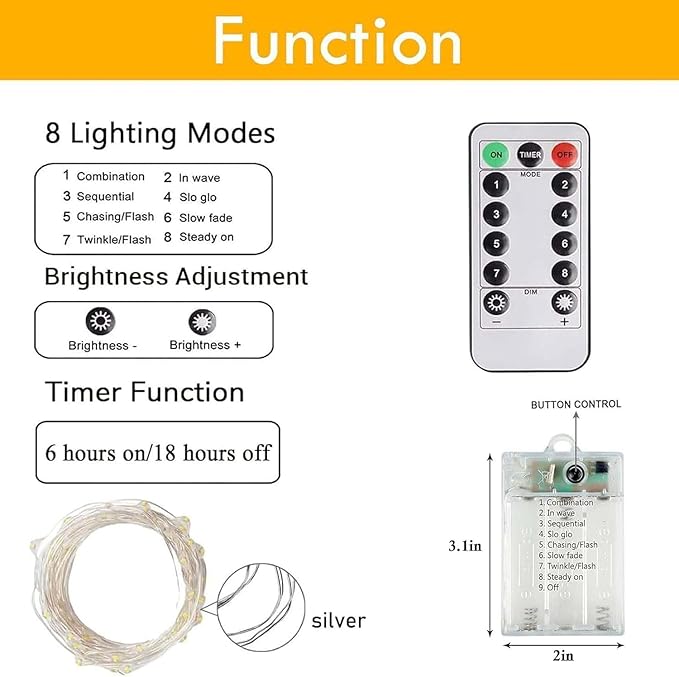 6 Pack Fairy Lights Battery Operated - Image 8
