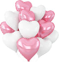 Pink White Heart Balloons, 18Inch White Helium Polyester Film Balloon by Adorely