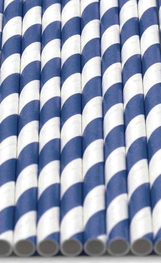 Pack of 300 Navy Blue Swirls Biodegradable 4-Ply Paper Drinking Straws - Image 3