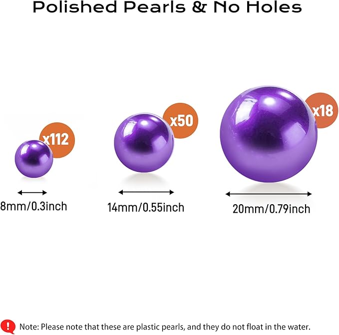 180PCS Purple Beads for Centerpieces Vases, No Hole Polished Pearl Makeup Beads - Image 2