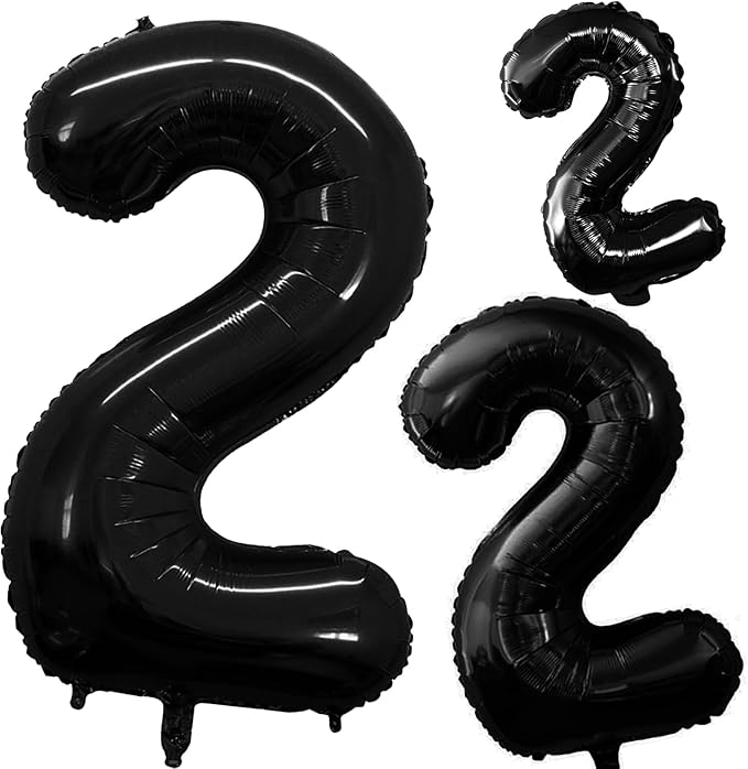 GOER Black Foil Balloons Number 2, Huge Number Balloons by GOER