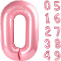 Light Pink 0 Number 40 Inch Large Balloon 0 Numbers Big Foil Helium Number by Lnhiya