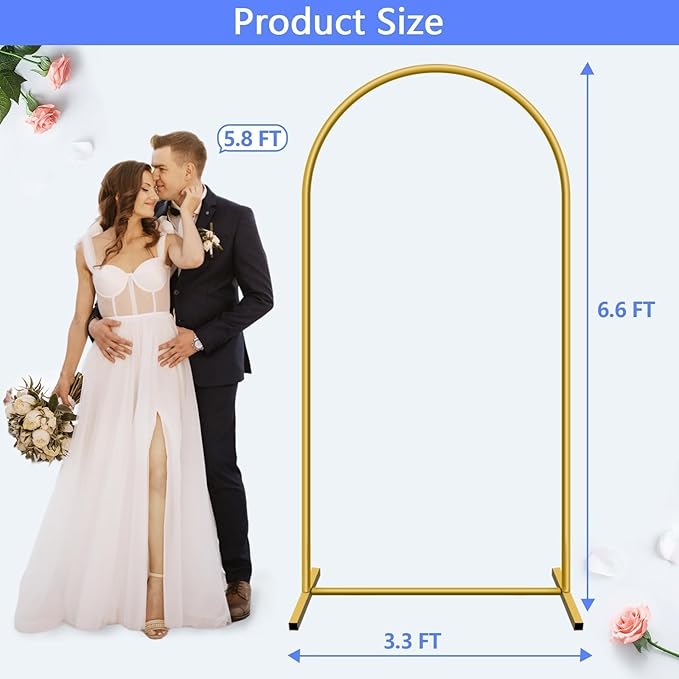 6.6 ft Arch Backdrop Stand, Metal Wedding Arch Stands - Image 5