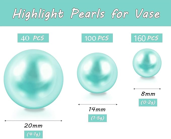 300Pcs Lake Blue Polished No Hole Faux Pearl Beads - Image 2