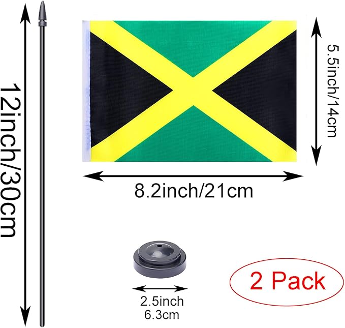 WXTWK 2 Pack Jamaica Flag Jamaica Deluxe Desk Flag Set - Image 2