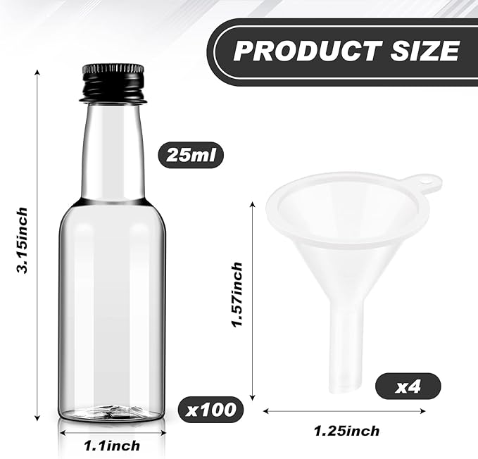 Tessco 100 Pcs Mini Liquor Bottles Plastic Mini Salad Dressing Bottle Christmas - Image 2