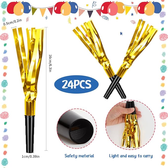 Party Blowers 24 PCS Gold Noise Makers Fun Party Favors Adult Birthday Party - Image 2