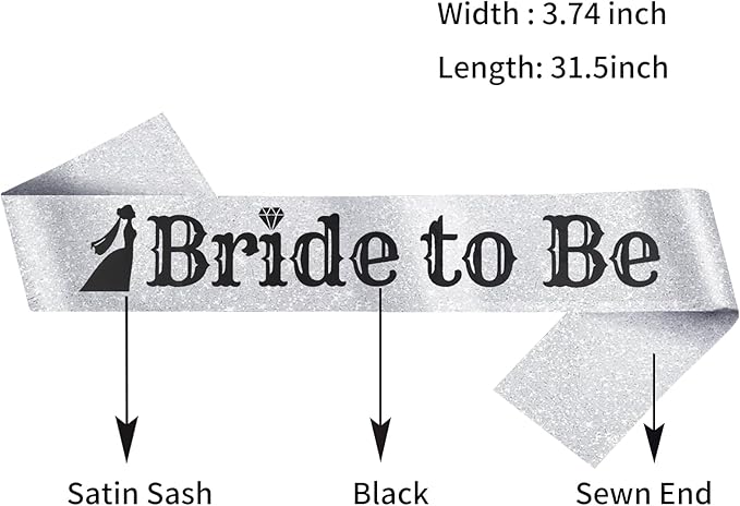 Black Groom to Be Sash Silver Foil& Silver Bride to Be - Image 3