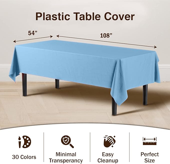 Exquisite 12-Pack Premium Plastic Tablecloth 54in. x 108in. Rectangle Table - Image 3