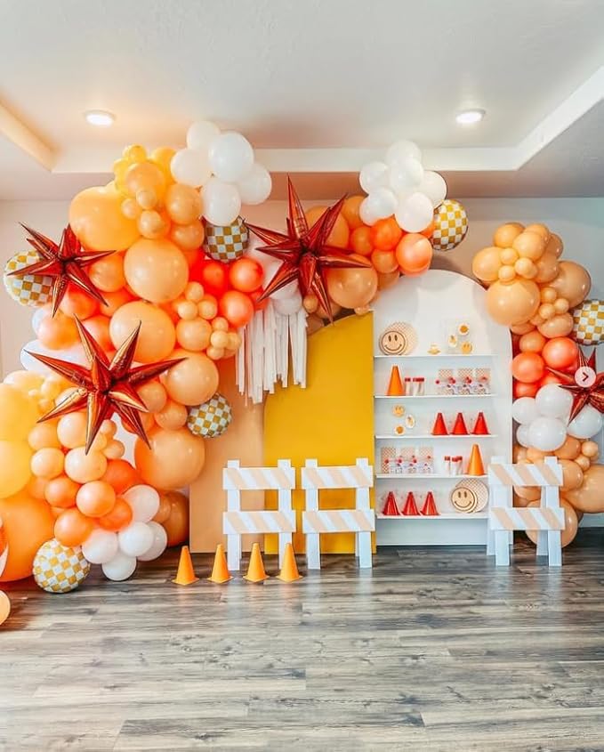 3pcs 26inch orange Star foil balloons.orange Explosion Star burst star - Image 3