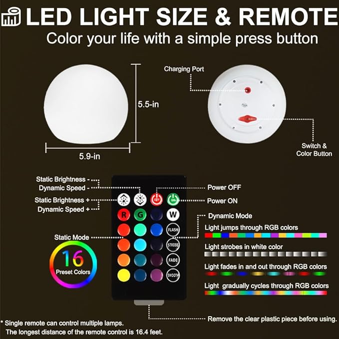 LED Globe Orb Light, 6-in LED Light Ball - Image 9