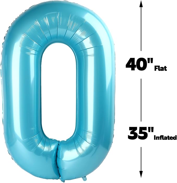 Pearl Blue 40 Inch 0 Number Balloons, 0 Decorations - Image 2