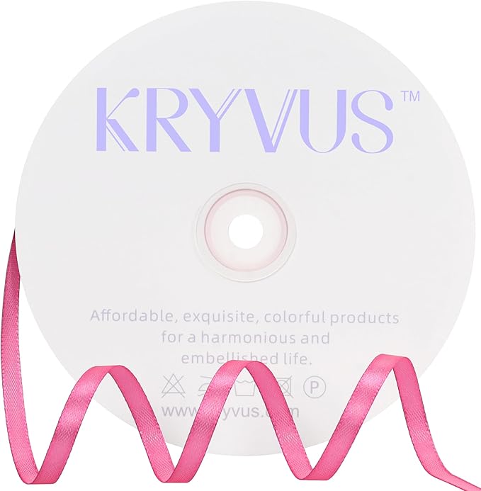 Hot Pink Satin Ribbon 1/4 inch X Continuous 100 Yards, Single Face Polyester by Kryvusribbon