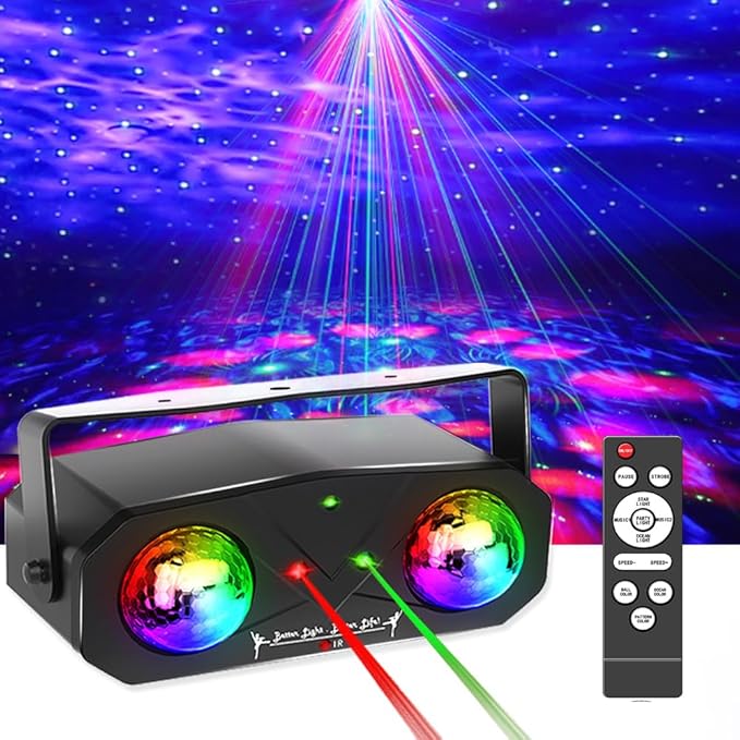 Party Lights Starry Sky Projector Ocean Wave Projector 3 in 1, DJ Dicso Ball by SPOOBOOLA