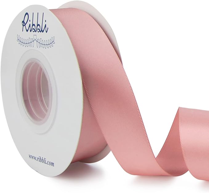 Ribbli Rose Gold Double Faced Satin Ribbon, 1” x Continuous 25 Yards, Use by Ribbli
