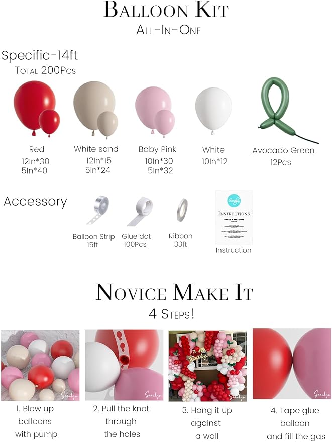 Soonlyn Cherry Balloons Arch kit 200Pcs 12In Cherry Birthday Decorations Red - Image 5