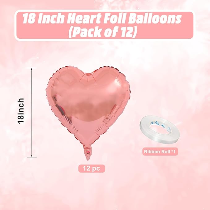 Pink Heart Balloons, 18 Inch Pink Heart Shape Balloon - Image 2