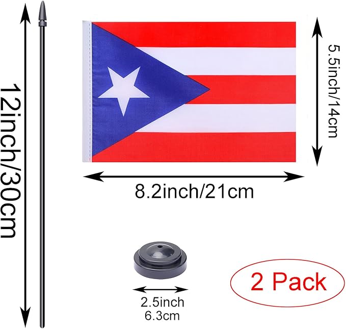 WXTWK 2 Pack Puerto Rico Flag Puerto Rico Deluxe Desk Flag Set - Image 2