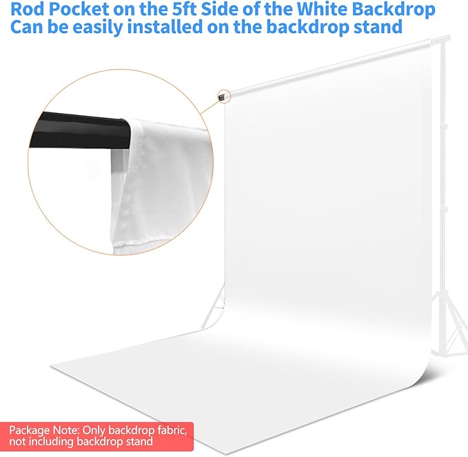 HEMMOTOP Photo Backdrop Curtains, 5x6.56 ft White Backdrop - Image 7