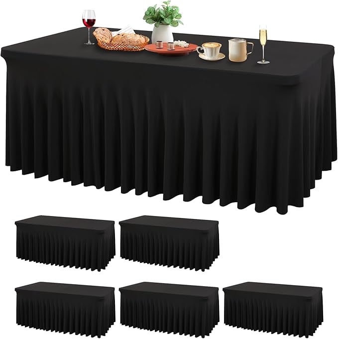 Wish Care 6 Pack Black Spandex Table Cloths by WishCare