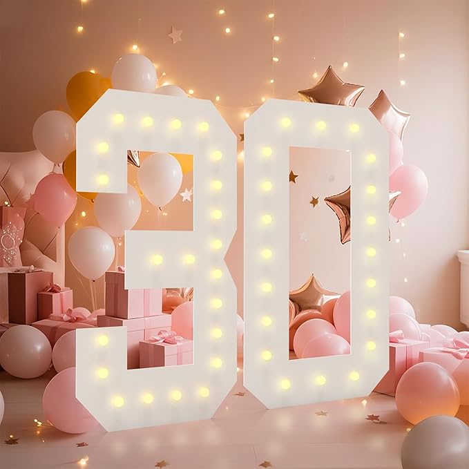 LOBOOM 4FT Light Up Numbers, Marquee Numbers 4 Feet Tall Giant Number 30 Mosaic by LOBOOM