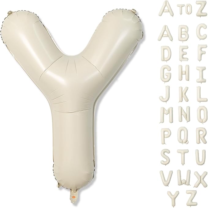 Cream Y Letter Balloons, 40 Inch Alphabet Foil Name Beige Balloon, Large Self by Lingqiang