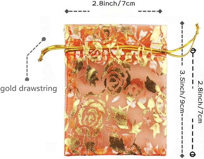 QIANHAILIZZ 100 Pack 2.8 x 3.5 Inch Flower Heart Organza Jewelry Gift Pouch - Image 2