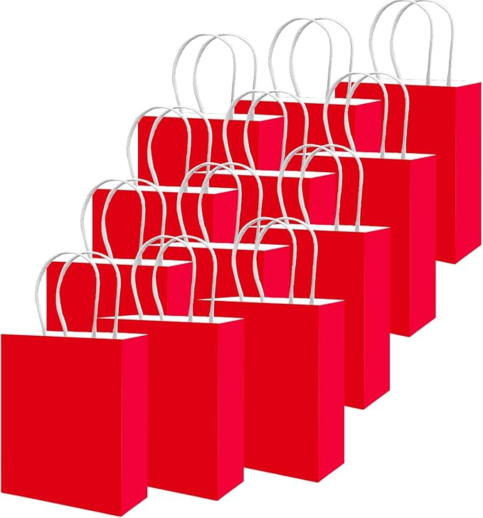 qiqee 50-Packs Red Paper Gift Bags - Image 2