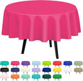 QIKSION Hot Pink Round Tablecloth 6 Pack, 84 Inch Plastic Table Cover Disposable by QIKSION