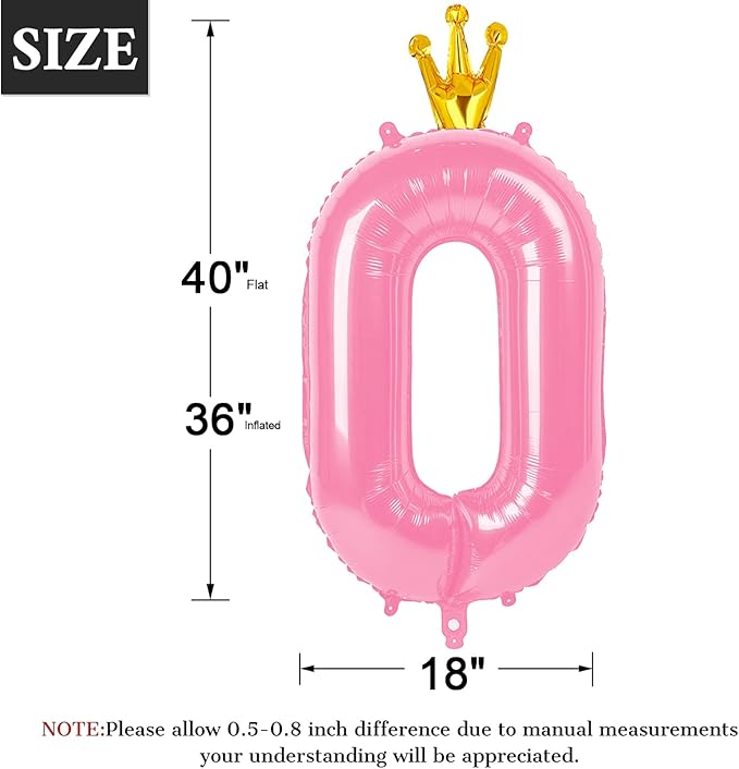 Pink Crown 40 Inch 0 Number Balloons, 0 Decorations - Image 2