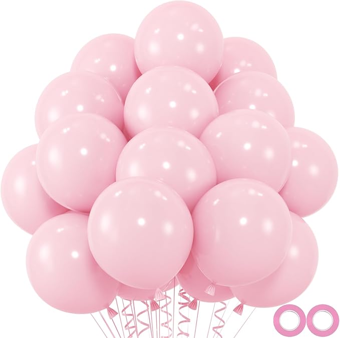 100pcs Pastel Pink Balloons, 12 inch Light Pink Latex Party Balloons Helium by OWPFJG