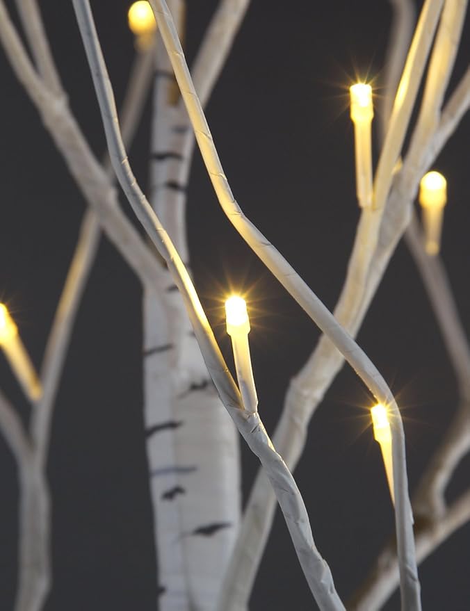 LIGHTSHARE 4 Feet Birch Tree, 48 LED Lights, Warm White, - Image 6