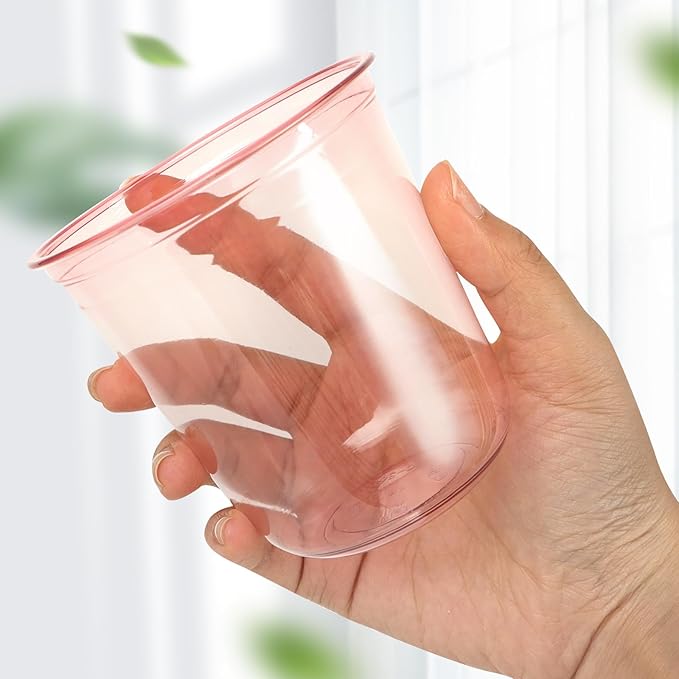 50 Pcs 12oz Crystal Pink Party Cups Disposable Plastic Cocktail Cups Plastic - Image 5