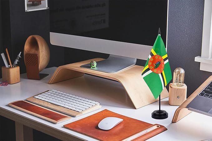 WXTWK 2 Pack Dominica Flag Dominica Deluxe Desk Flag Set - Image 5