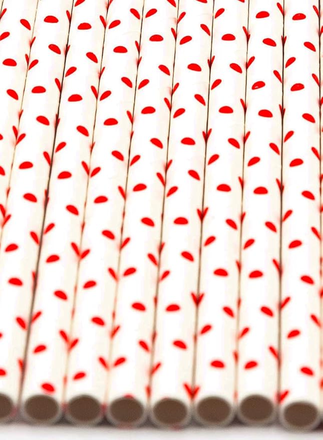 Pack of 900 Red Polka Dot Biodegradable 4-Ply Paper Drinking Straws - Image 3