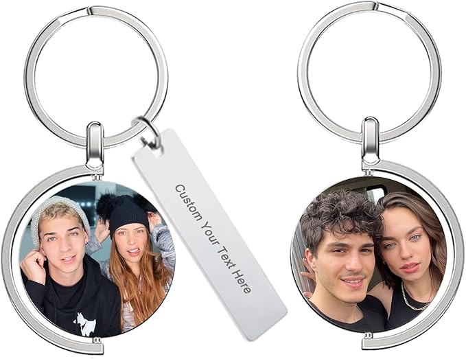 Custom Keychain with Picture Double-sided Personalized Photo Text Keychain by Unknown