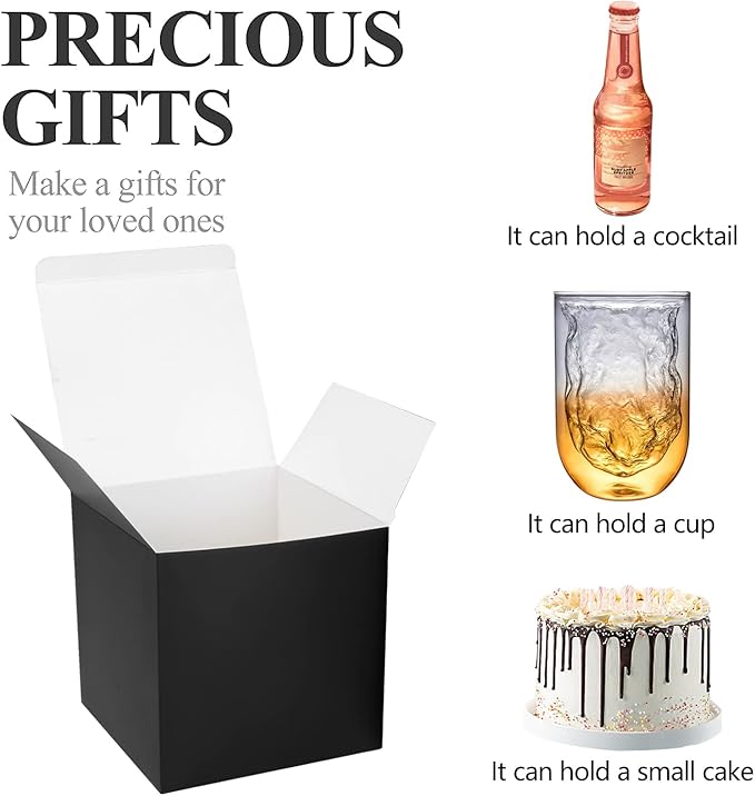 COTOPHER Small Gift Boxes 25 Pack 6x6x6 inches Black Gift Boxes - Image 2