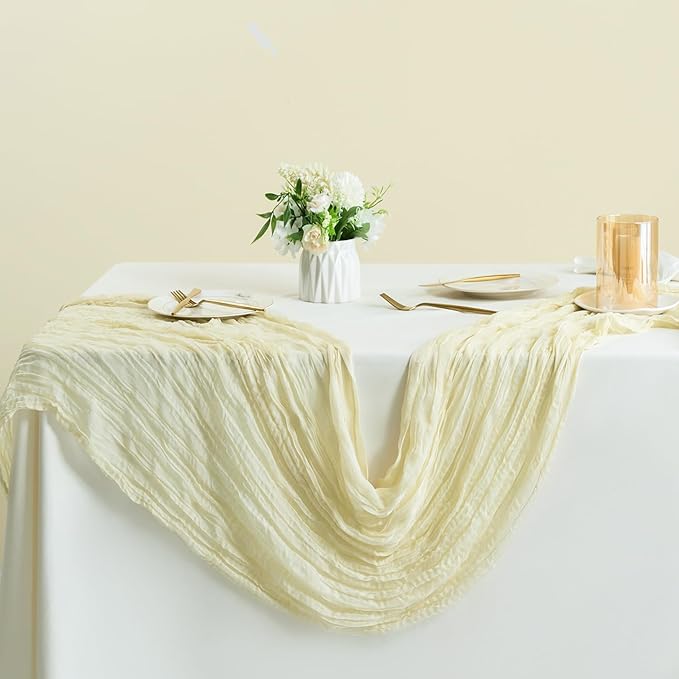 Sioloc 10 Pack Beige Cheesecloth Table Runner Fall Autumn Decor - Image 4