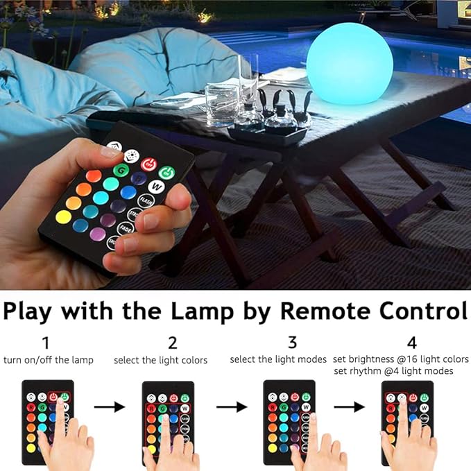 8-in LED Glowing Ball Light for Kid, 16 RGB Color Changing Globe Orb Night - Image 3
