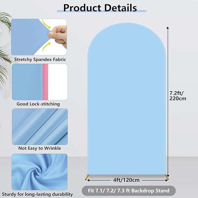 HEMMOTOP 7.2 ft Arch Backdrop Cover, Fabric Stretchy Background - Image 5