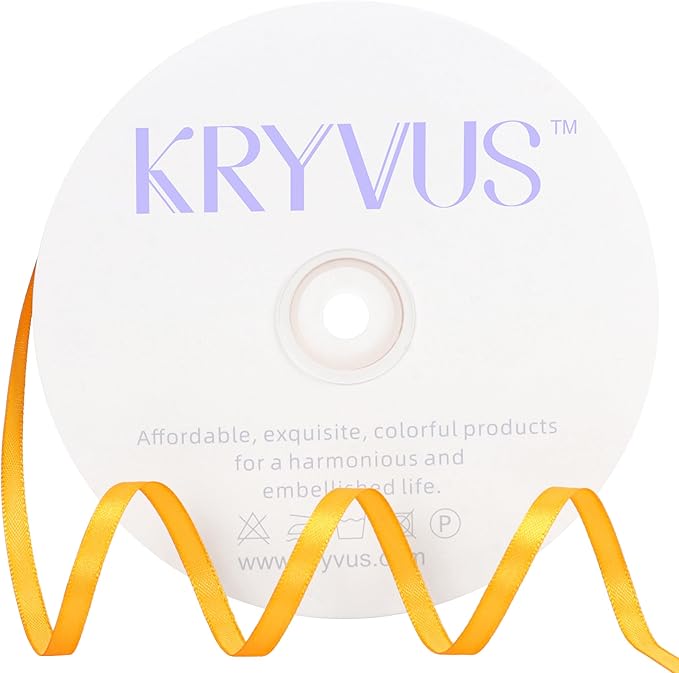 Yellow Satin Ribbon 1/4 inch X Continuous 100 Yards, Single Face Polyester by Kryvusribbon
