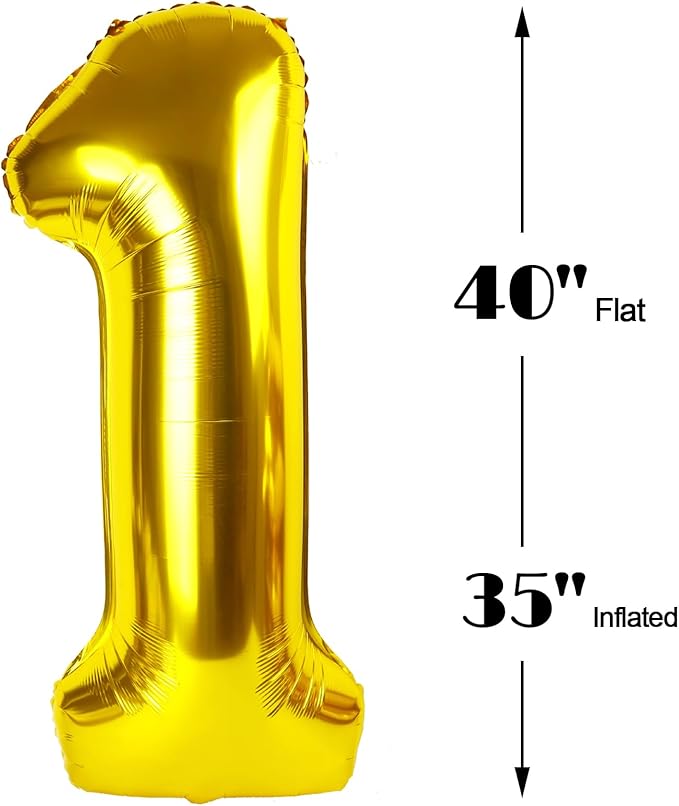 Gold 40 Inch 10 Number Balloons, 10 Decorations - Image 2