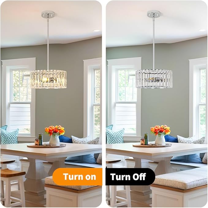 Modern Crystal Chandelier for Dining Room, Chrome Semi Flush Mount Ceiling - Image 6