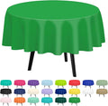QIKSION Green Round Tablecloth 6 Pack, 84 Inch Plastic Table Cover Disposable by QIKSION