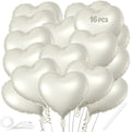 16 Pcs Heart Balloons, 18 White Sand Inch Love Heart Shaped Foil Balloons by VHUWE